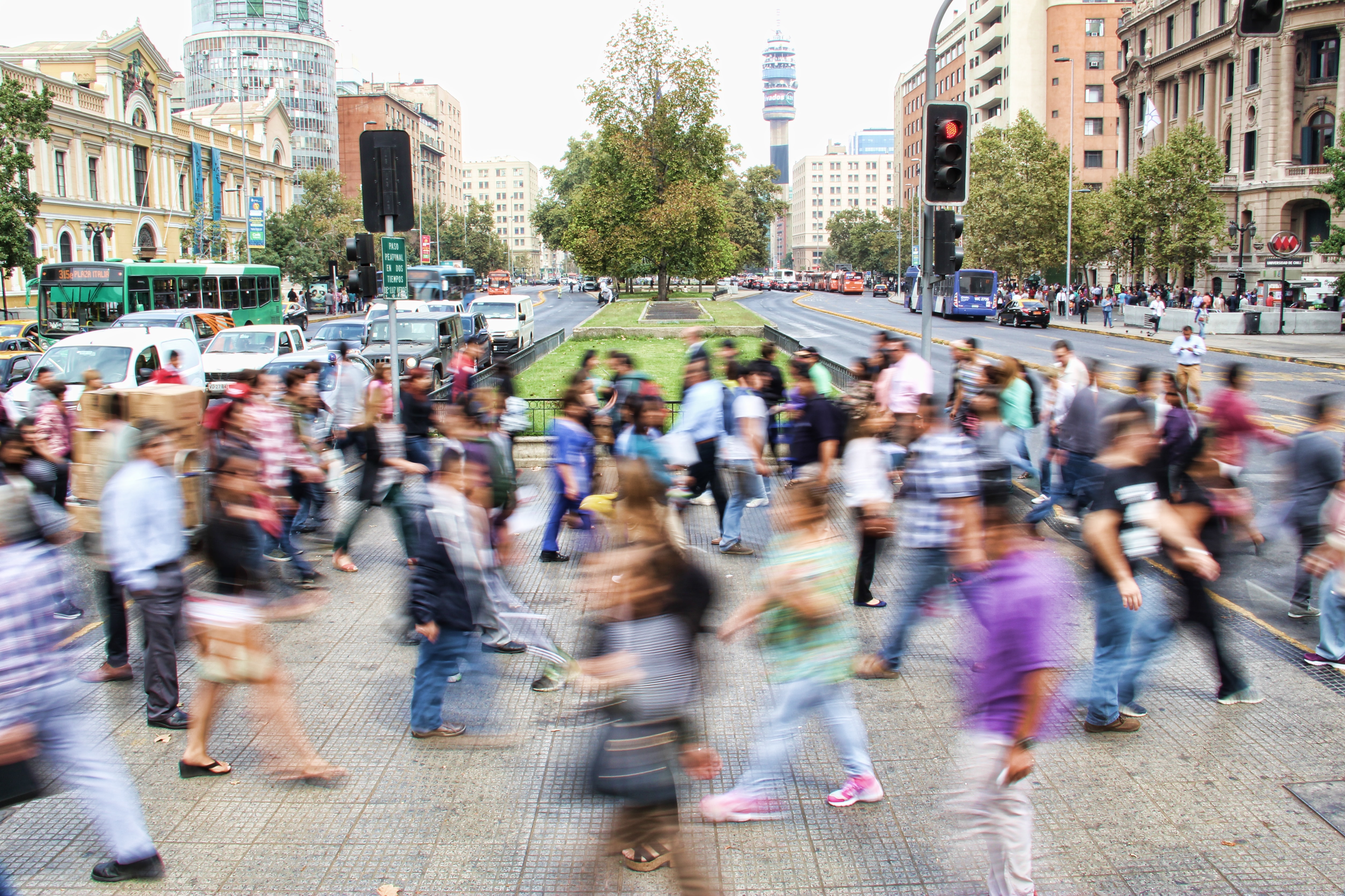 Busy street, lots of people